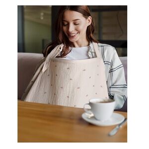 Cream Muslin Nursing Cover with Rainbow Accents